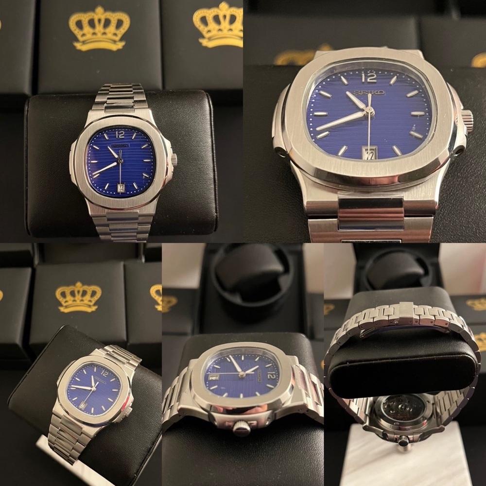 Seiko custom build blue dial nautilus mod automatic watch -NH35